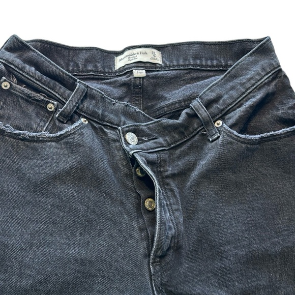 Abercrombie & Fitch Curve Love High Rise The Dad Jeans Size 4 Sunwashed Black - Picture 5 of 7